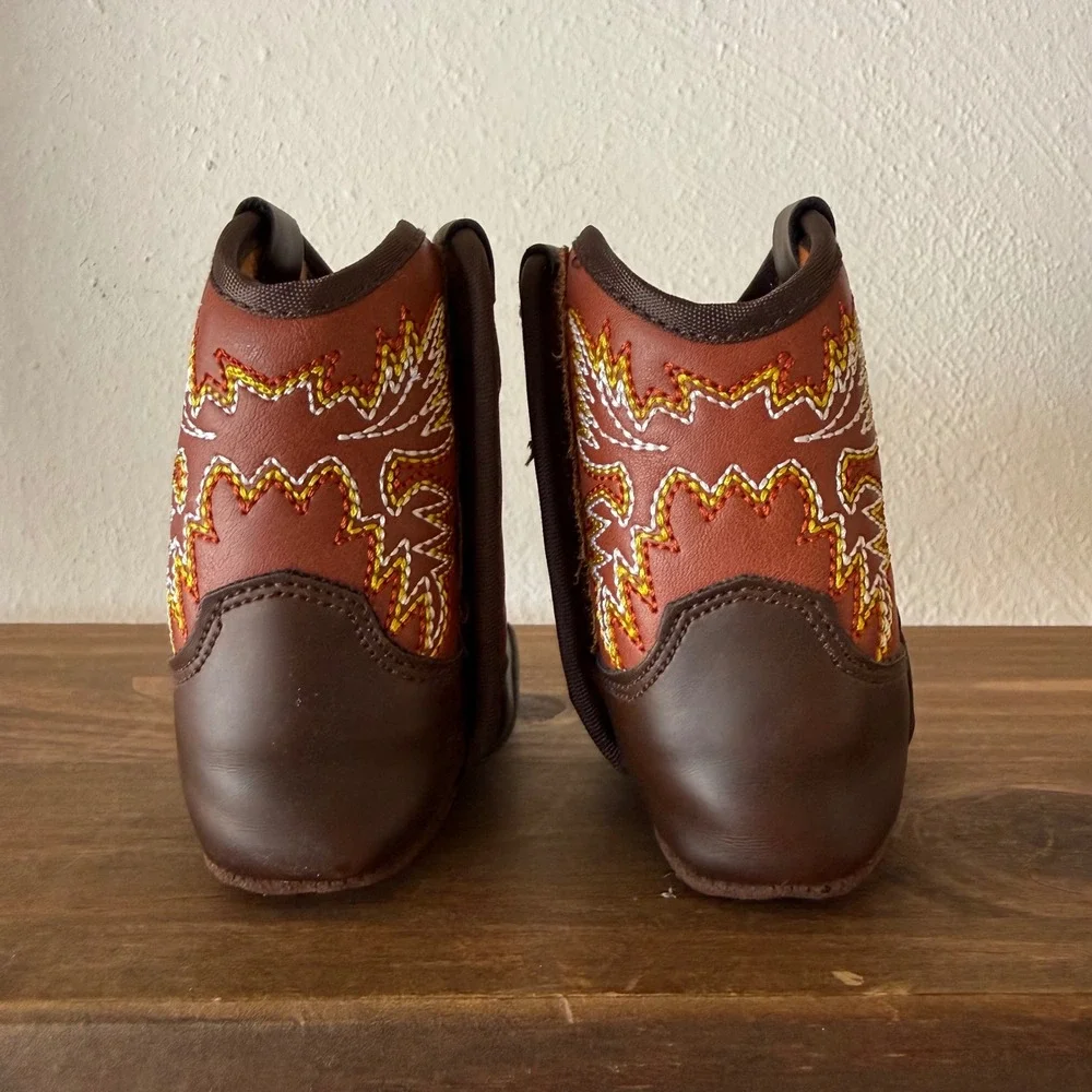 Ariat Lil' Stompers Baby Cowboy Boots Size 3 Brown Western Embroidered w/ Case